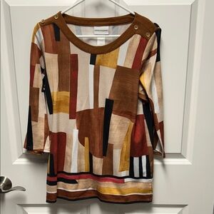 Alfred Dunner Multicolor Abstract Blouse